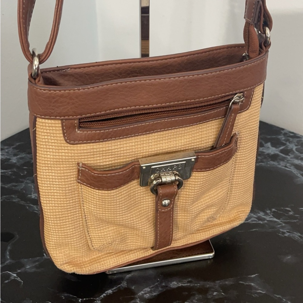 CHAPS Handbag Crossbody Purse Brown Tan - Picture 3 of 11